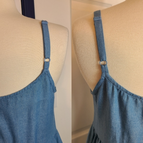 2 POCKETS ! Denim Button Up Embroidered SunDress - Picture 9 of 9
